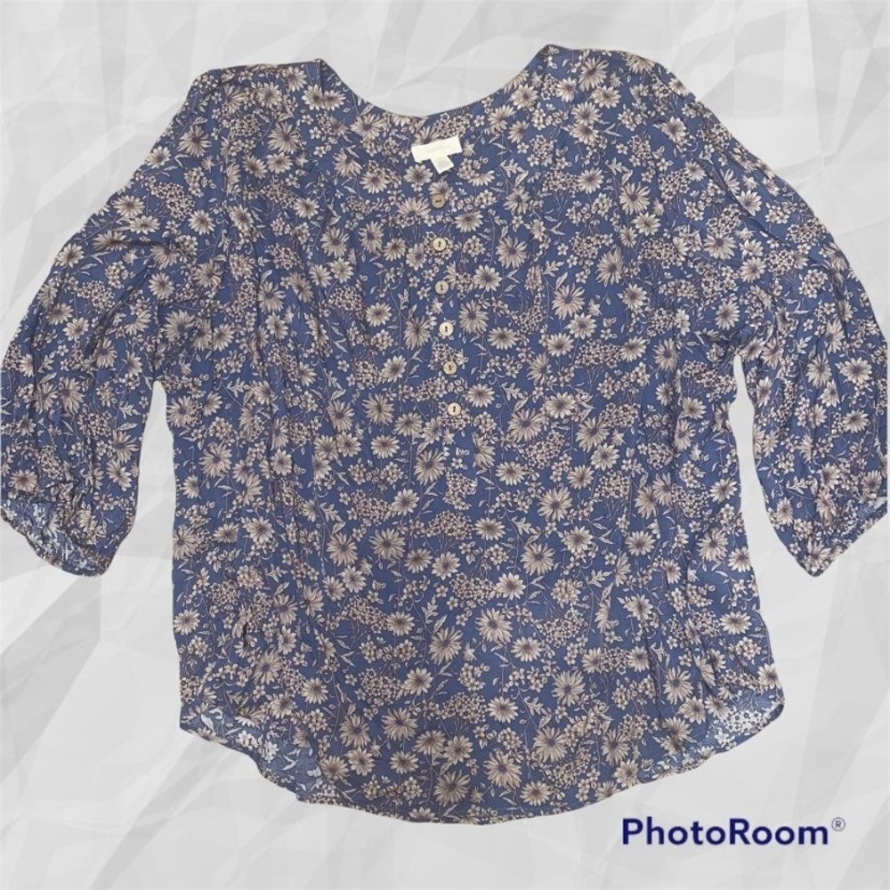 Cupio Black blue beige rayon Blouse‎ 3x
